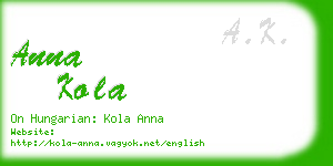 anna kola business card